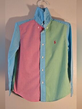 Ralph Lauren Colorblock Gingham Button-Down Shirt - Pink, Green, Blue